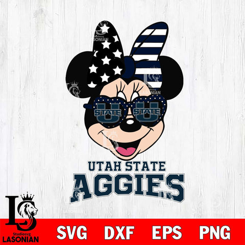 Utah State Aggies Minnie Mouse Love 2, Svg Eps Dxf Png File, Digital Download