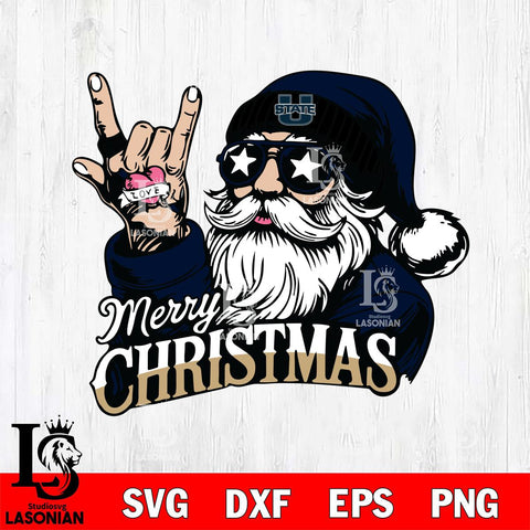 Utah State Aggies Rock Santa Claus Football Svg dxf eps png pdf file,NCAA svg,Digital Download,Cricut file