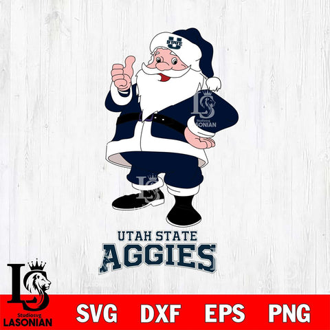 Utah State Aggies Santa claus Svg dxf eps png pdf file,NCAA svg,Digital Download,Cricut file