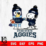 Utah State Aggies Snoopy & Bluey Football Svg Eps Dxf Png File,NCAA Svg Files,Chill Guy svg ,Digital Download ,Instant Download, Cricut File