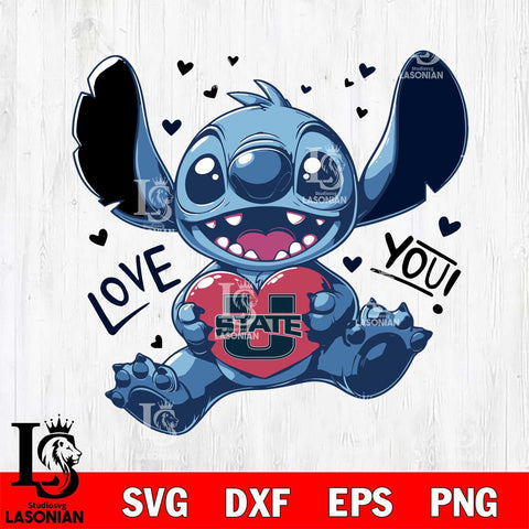 Utah State Aggies Stitch Love Svg Eps Dxf Png File, NCAA svg, Digital Download, Instant Download