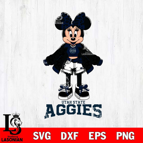 Utah State Aggies Style Minnie Disney Svg Eps Dxf Png File, Digital Download, Instant Download