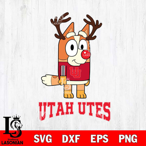 Utah Utes Bluey Chilli Christmas Deer Svg Eps Dxf Png File, Digital Download