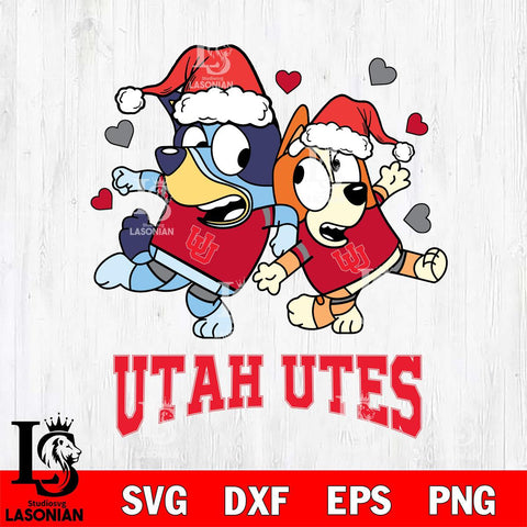 Utah Utes Bluey Christmas NFL Svg Eps Dxf Png File, Digital Download