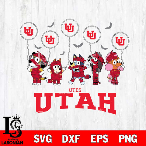 Utah Utes Bluey Halloween Spooky Svg Eps Dxf Png File, Digital Download, Instant Download