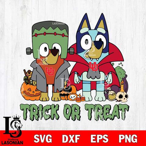 Utah Utes Bluey Halloween Trick or Treat Svg Eps Dxf Png File, Digital Download, Instant Download