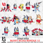 Utah Utes Bluey NCAA Bundle 12 Svg Eps Dxf Png File, Digital Download, Instant Download