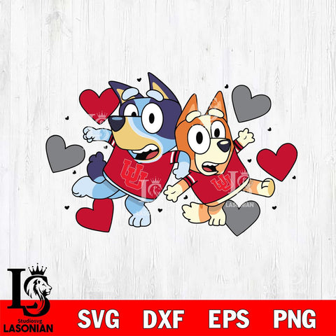 Utah Utes Bluey heart Svg Eps Dxf Png File, Digital Download, Instant Download