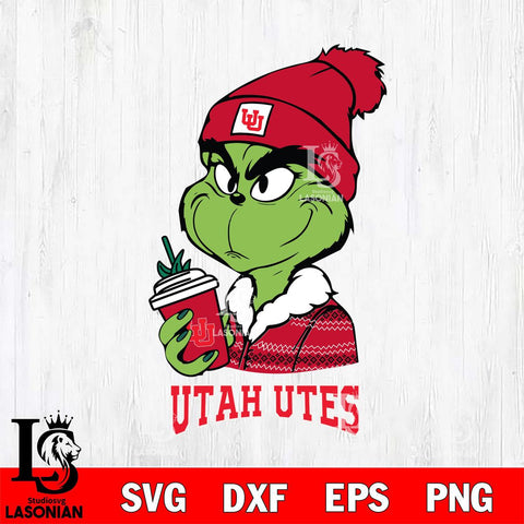 Utah Utes Boujee Grinch Christmas Cut Files Cricut, Svg Dxf Eps Png file, Digital download , Silhouette