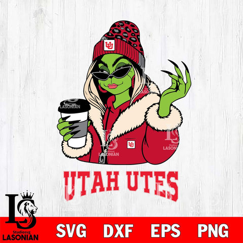 Utah Utes Boujee Grinch Girls Christmas Cut Files Cricut, Svg Dxf Eps Png file, Digital download , Silhouette