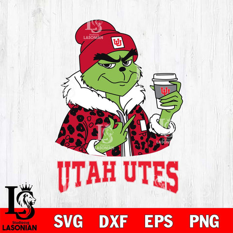 Utah Utes Boujee Grinch Leopard Christmas Cut Files Cricut, Svg Dxf Eps Png file, Digital download , Silhouette