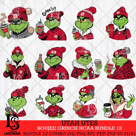 Utah Utes Boujee Grinch NCAA Bundle 12 SVG Eps Dxf Png File, Digital Download, Instant Download