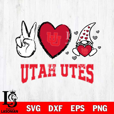 Utah Utes Gnomes Peace & Love Svg Eps Dxf Png File, Digital Download, Instant Download