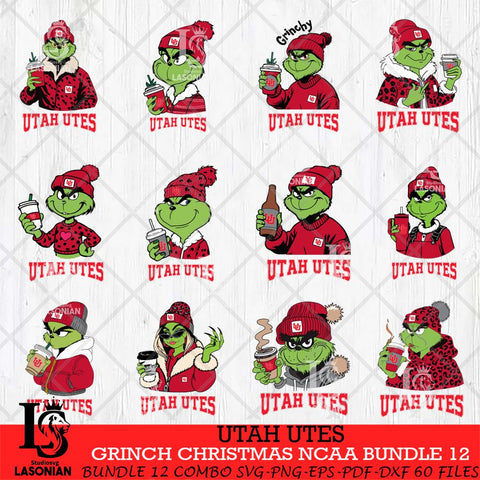 Utah Utes Grinch Christmas NCAA Bundle 12 Svg Eps Dxf Png File,Cricut files, Digital Download, Instant Download