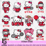 Utah Utes Hello Kitty Bundle 12 SVG Svg Eps Dxf Png File, Digital Download, Instant Download