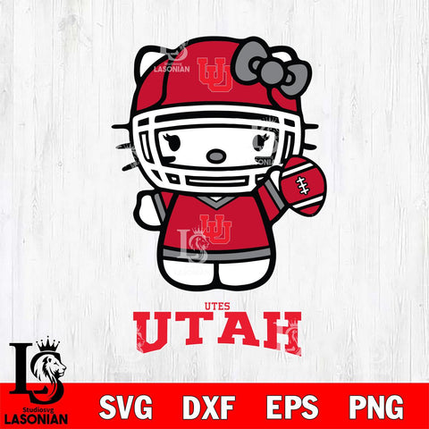 Utah Utes Hello Kitty NCAA 1 Svg Eps Dxf Png File, Digital Download, Instant Download