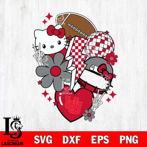 Utah Utes Hello Kitty NCAA 2 Svg Eps Dxf Png File, Digital Download, Instant Download