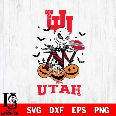 Utah Utes Jack Skellington 2 halloween Svg Eps Dxf Png File, NCAA svg, Digital Download, Instant Download