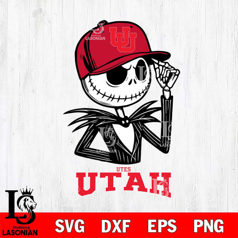 Utah Utes Jack Skellington 3 Halloween Svg Eps Dxf Png File, NCAA svg, Digital Download, Instant Download