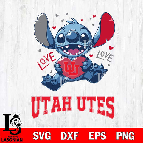 Utah Utes Love Stitch, Svg Eps Dxf Png File, Digital Download