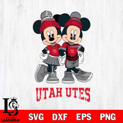 Utah Utes Mickey And Minnie Mouse Football Svg Eps Dxf Png File, NCAA svg , File Cut , Digital Download , Instant Download, Cut Svg Files