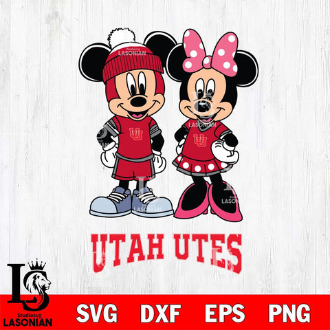 Utah Utes Mickey Minnie Mouse Pink Svg Eps Dxf Png File, NCAA svg , File Cut , Digital Download , Instant Download, Cut Svg Files