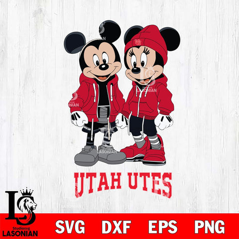 Utah Utes Mickey Minnie Mouse Rugby Svg Eps Dxf Png File, NCAA svg , File Cut , Digital Download , Instant Download, Cut Svg Files