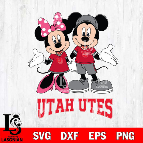 Utah Utes Mickey Minnie Mouse Sport Svg Eps Dxf Png File, NCAA svg , File Cut , Digital Download , Instant Download, Cut Svg Files