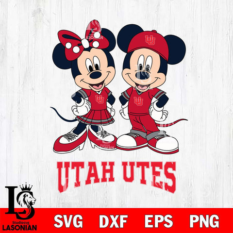 Utah Utes Mickey Minnie Mouse rugby ball Svg Eps Dxf Png File, NCAA svg , File Cut , Digital Download , Instant Download, Cut Svg Files