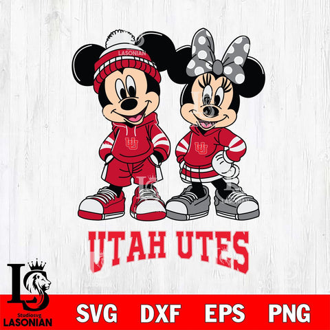 Utah Utes Mickey Minnie Rugby Hoodie Svg Eps Dxf Png File, NCAA svg , File Cut , Digital Download , Instant Download, Cut Svg Files