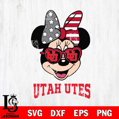 Utah Utes Minnie Mouse Love 2, Svg Eps Dxf Png File, Digital Download