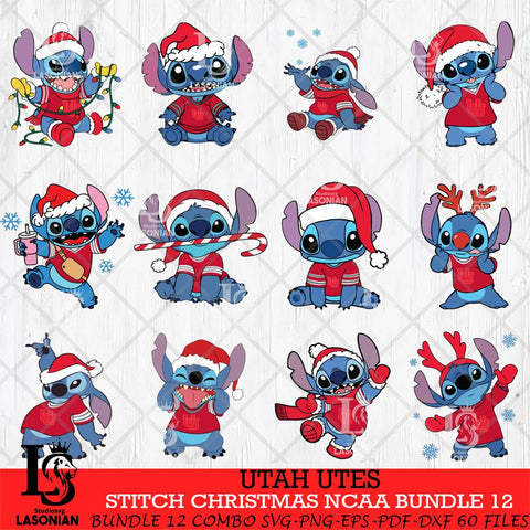 Utah Utes Stitch Christmas NCAA Bundle 12 Svg Eps Dxf Png File, Digital Download, Instant Download