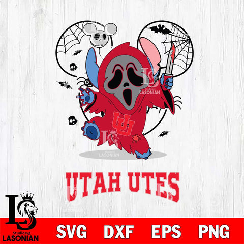 Utah Utes Stitch Ghost Face Halloween 2 Svg Eps Dxf Png File, Digital Download, Instant Download