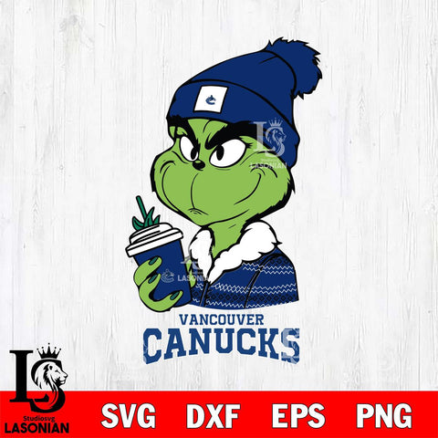 Vancouver Canucks Boujee Grinch Christmas Cut Files, Cricut,Christmas Svg Dxf Eps Png file , Digital Download