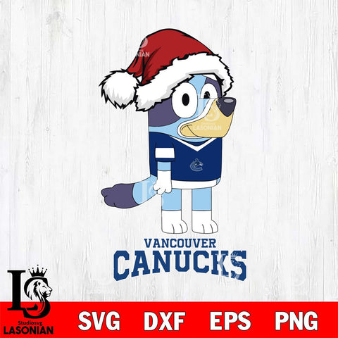 Vancouver Canucks Christmas Bluey Hat Svg, Christmas Svg , NHL svg , Digital Download, dxf eps png pdf file