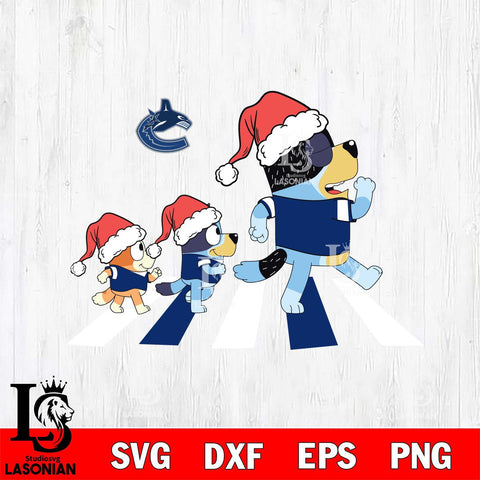 Vancouver Canucks Family Bluey Walking Christmas Svg Eps Dxf Png File, Digital Download, Instant Download