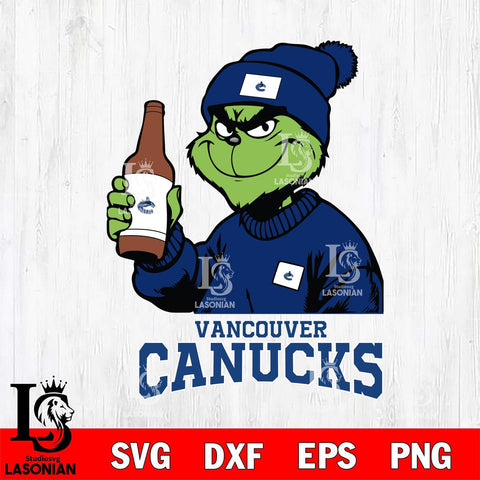 Vancouver Canucks Grinch Drinking Beer Christmas Cut Files, Cricut,Christmas Svg Dxf Eps Png file , Digital Download