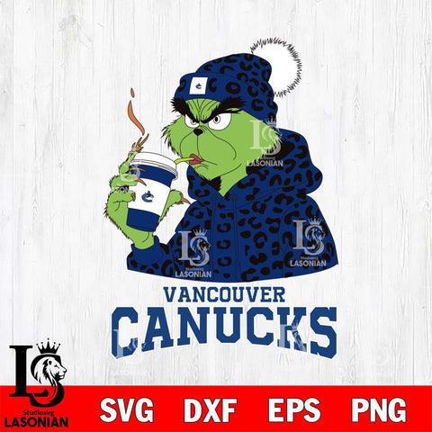 Vancouver Canucks Grinch Leopard Christmas Cut Files, Cricut,Christmas Svg Dxf Eps Png file , Digital Download