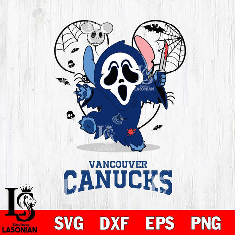 Vancouver Canucks Stitch Ghost Face Halloween 2 Svg Eps Dxf Png File, Digital Download, Instant Download