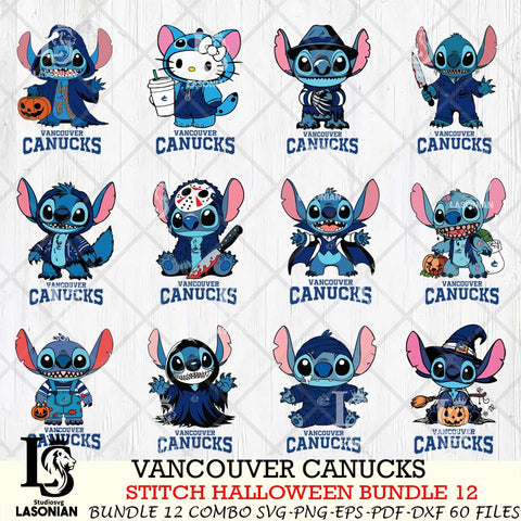 Vancouver Canucks Stitch Horror Bundle 12 SVG Svg Eps Dxf Png File,Bundle NHL svg, Digital Download, Instant Download