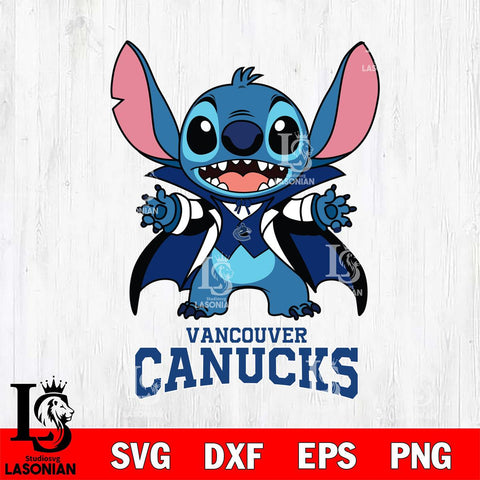 Vancouver Canucks Stitch Vampire halloween Svg Eps Dxf Png File, NHL svg, Digital Download, Instant Download