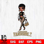 Vanderbilt Commodores Beautiful Black Fan Girl, Svg Eps Dxf Png File, Digital Download