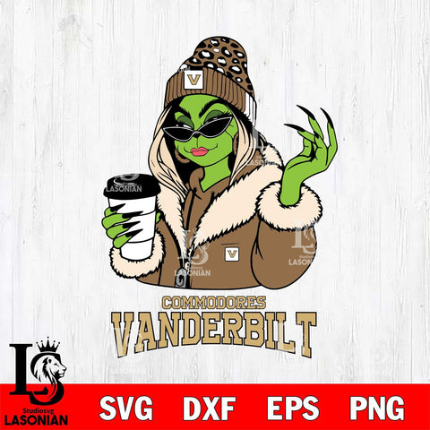 Vanderbilt Commodores Boujee Grinch Girls Christmas Cut Files Cricut, Svg Dxf Eps Png file, Digital download , Silhouette