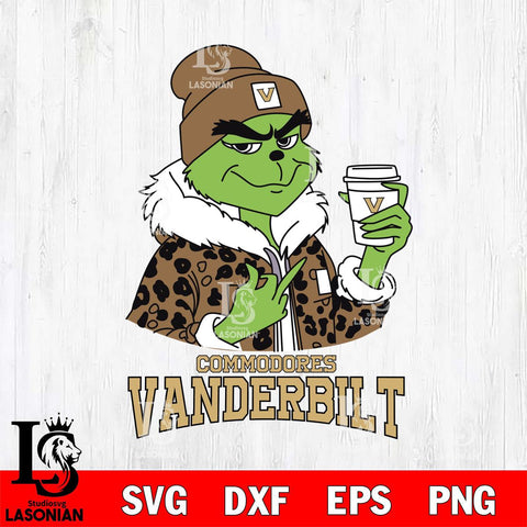 Vanderbilt Commodores Boujee Grinch Leopard Christmas Cut Files Cricut, Svg Dxf Eps Png file, Digital download , Silhouette