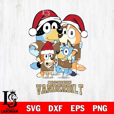 Vanderbilt Commodores Christmas Bluey Family Sport Cut Files,Bluey Cricut,Christmas Svg , Bluey svg , Digital Download, dxf eps png pdf file