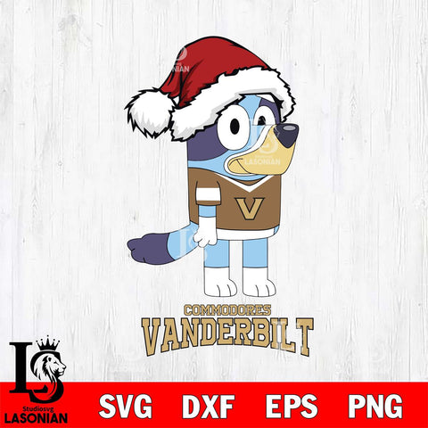 Vanderbilt Commodores Christmas Bluey Hat Cut Files,Bluey Cricut,Christmas Svg , Bluey svg , Digital Download, dxf eps png pdf file