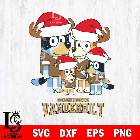 Vanderbilt Commodores Christmas Bluey Santa Family Cut Files,Bluey Cricut,Christmas Svg , Bluey svg , Digital Download, dxf eps png pdf file