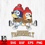 Vanderbilt Commodores Christmas Bluey & Bingo Sit Cut Files,Bluey Cricut,Christmas Svg , Bluey svg , Digital Download, dxf eps png pdf file