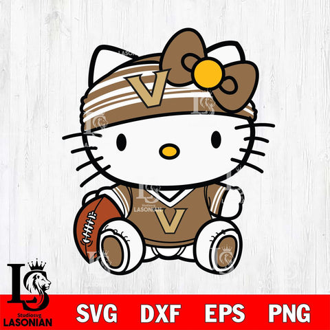 Vanderbilt Commodores Cute Hello Kitty Football 12 Svg Eps Dxf Png File, NCAA svg, Digital Download, Instant Download