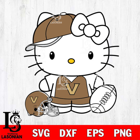 Vanderbilt Commodores Cute Hello Kitty Football 4 Svg Eps Dxf Png File, NCAA svg, Digital Download, Instant Download